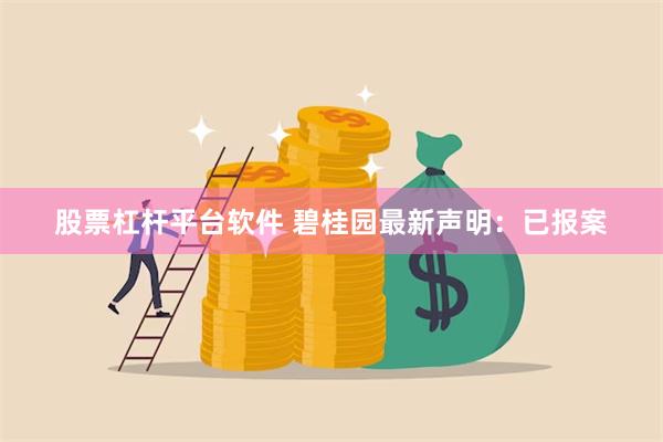 股票杠杆平台软件 碧桂园最新声明：已报案