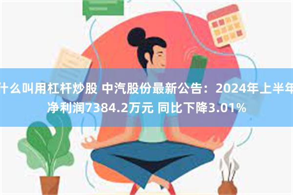 什么叫用杠杆炒股 中汽股份最新公告：2024年上半年净利润7384.2万元 同比下降3.01%