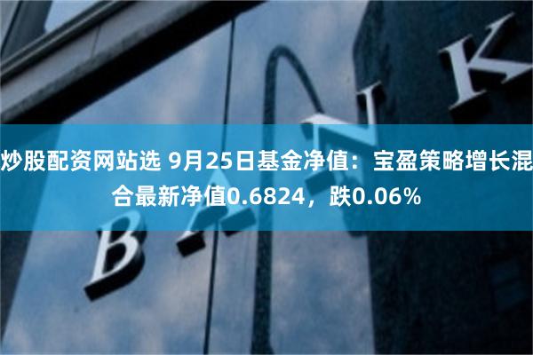 炒股配资网站选 9月25日基金净值：宝盈策略增长混合最新净值0.6824，跌0.06%