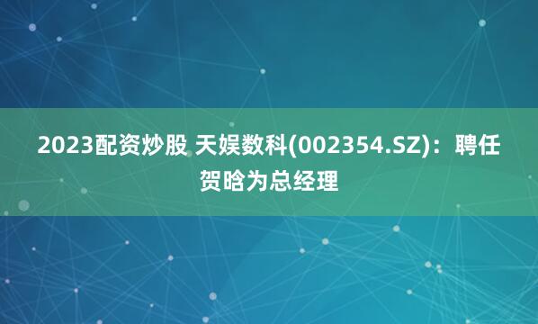 2023配资炒股 天娱数科(002354.SZ)：聘任贺晗为总经理