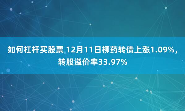 如何杠杆买股票 12月11日柳药转债上涨1.09%，转股溢价率33.97%