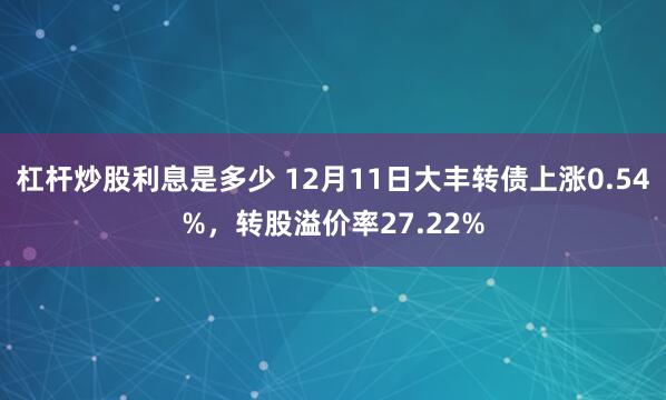 杠杆炒股利息是多少 12月11日大丰转债上涨0.54%，转股溢价率27.22%