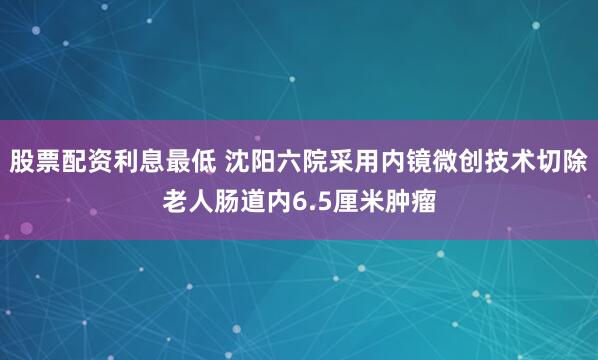 股票配资利息最低 沈阳六院采用内镜微创技术切除老人肠道内6.5厘米肿瘤