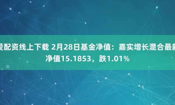 爱配资线上下载 2月28日基金净值：嘉实增长混合最新净值15.1853，跌1.01%